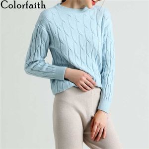 Colorfaith New 2021 осень зима женские свитера пуловеры теплые минималистские корейские элегантные твердые дамы перемычки SW5882 x0721