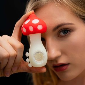 Mushroom hand pipes bongs Glow in Dark smoking pipe silicone Unbreakable Hookah Bong tobacco Oil Rigs