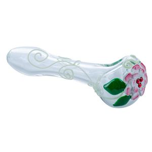 Raffreddare tubi di vetro spesso Pyrex fatti a mano a base di erbe secche tabacco Bong Handpipe Oil Rigs Design innovativo di lusso Decorazione di loto Glow In Dark Supporto per fumatori DHL Free