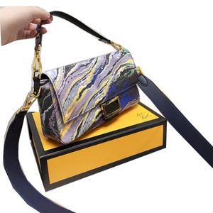 2022バッグレットクロスボディバッグ女性ハンドバッグフラップ財布ブルーの大理石の印刷滑らかな布の革ショルダーバッグレディトートクラシック