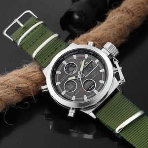 Fashion Brand Men Sports Watches with Nylon Strap Digital Analog Watch Army Military Waterproof Male LED Clock Relogio Masculino X0625