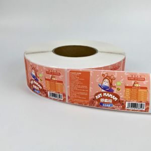 Maßgeschneiderte, farbenfrohe selbstklebende Aufkleberetiketten für rollende Verpackungen, bedruckt mit wasserfesten, farbigen Aufklebern und Etiketten aus Vinyl