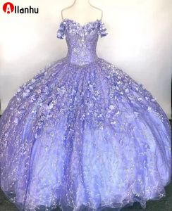 NY! 2022 Elegant Robe de Bal Quinceanera Klänningar Appliqued Off The Shoulder Sweet 16 Dress Pageant Gowns Vestidos