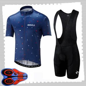 Pro team Morvelo Cycling Maglia a maniche corte (bavaglino) pantaloncini set Uomo Estate traspirante Abbigliamento da bici da strada MTB Bike Abiti Uniforme sportiva Y210415101