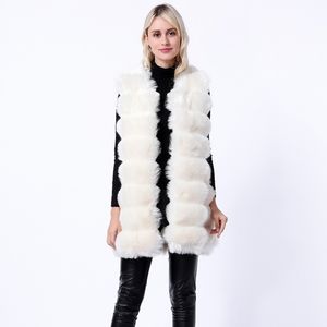 Fur Vest Medium Long Female Splicing Coat Korean Women's Wear 211207