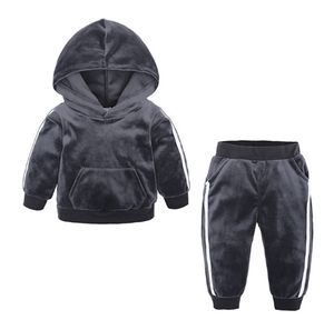 Kinder Kleidung Jungen Mädchen Gold Samt Anzug Frühling Herbst Plus Baby Kind Warme Pullover Hosen Zwei Sätze 0-7Years 447 y2