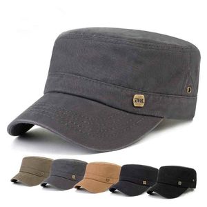 Regulowany letni Sunshade Flat Top Cap Outdoor Sports Baseball Hat Hats Wojskowe Kapelusze dla mężczyzn Kobiety Klasyczny kolorowy kolor szeroki brzeg