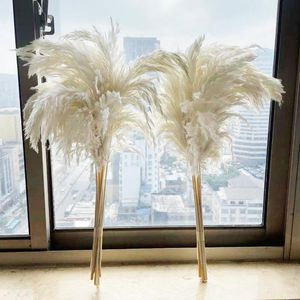 Flores decorativas Grinaldas Pequenas Reed Flower Secado Pampas Branco Arranjo de Casamento Cabelo Cinza Decoração