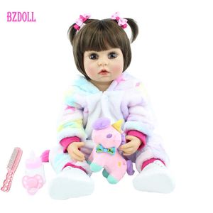 55cm Full Silicone Body Reborn Baby Doll Toy 22 inch Newborn Princess Babies Toddler Bebe Boneca Bathe Toy Child Birthday Gift Q0910