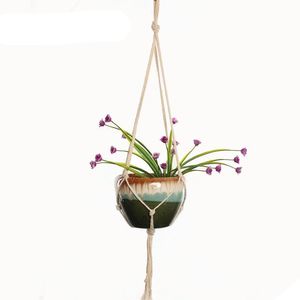 Decorazioni vintage Macrame Annodato Gancio per piante Gancio Vintage Cotone Lino Vaso da fiori Cesto Corda di sollevamento Cesti appesi Portavaso Giardino domestico