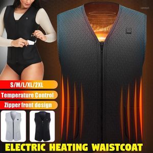 T-shirt da esterno Gilet riscaldato con cerniera frontale Gilet da uomo invernale USB Gilet termico senza maniche elettrico per la caccia in moto Ciao