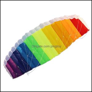 Aessories Sports Outdoor Play Toys Giftsdual Software Parafoil Set Rainbow Kite with Control Bar 30m 나일론 플라잉 라인 파워 브레이드 항해