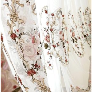 Curtain & Drapes Embroidered European Window Screens American Villa Curtains Living Room Balcony Bedroom White