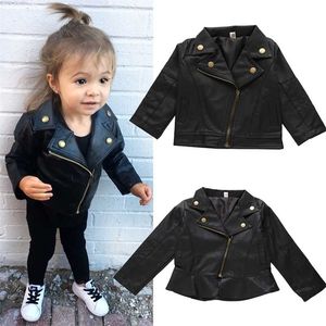 Baby Boys Girls Pu Jackets Toddler Boy Cool Jacket For Girl 18M-5T Kids Coats Windbreaker Clothing Children's Outerwear 211204