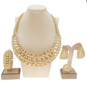 Серьги ожерелье Yulaili Factory прямые продажи бразильские золотые ювелирные изделия комплект оптом женская широкая цепочка последних дизайнерских ювелирных комплектов