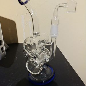 7,9 pollici lavoro manuale acqua tubo di vetro riciclatore olio rig vetro trasparente Bong Shisha bruciatore a nafta narghilè piccolo Dab Rig per fumare