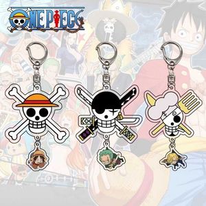 One Piece Pirate Keychain Classic Anime Collection Luffy Zoro Sanji Figurer Acrylic Pendant Nyckelring Bag Tillbehör Gåva G1019