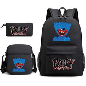 Nova Escola venda por atacado-Huggy Wuggy Poppy Playtime New Saco D Imprimir Jogo Escola Schoolbags Kids School Bagsthree Peça de peça de ombro mochila caneta saco em conjunto