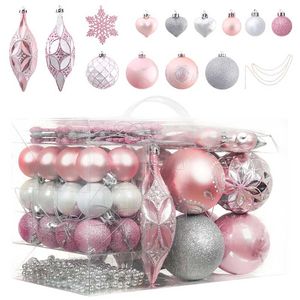 Valelyn Madelyn 50szt Boże Narodzenie Balls Snowflake Wisiorki Choinkowe Wiszące Ornamenty Do Home Xmas Year's Festival Decor 211104