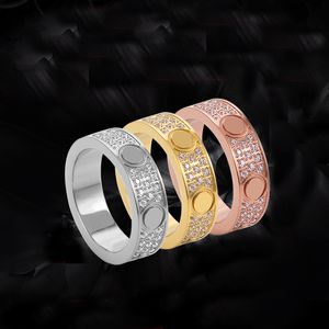 Titan Steel Band Ringar med full diamant Cubic Zirconia Bridal Engagement Ringar Bröllop Band för kvinnor och män Storlek 5-11