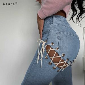 Womens Mom Jeans for Girls Fashion Pants Ladies Thermal Trousers Y2k Streetwear Elastic Baggy Jean Femme Clothing 23620P 210712