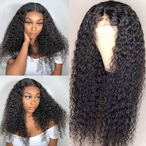 4x4 Transparent Lace Closure Wigs Kinky Curly Brazilian Remy Human Hair Wig For Black Women Prelucked Hairline