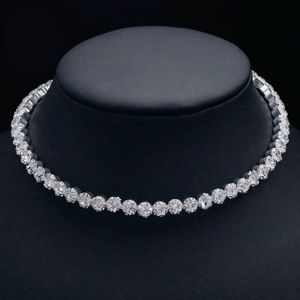 Bridal Fashion Crystal Rhinestone Choker Halsband Kvinnor Bröllop Tillbehör Tennis Choklar Smycken