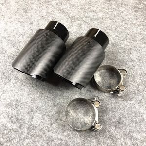 2 Pieces: Full Black Stainless Steel Universal Akrapovic Exhaust Muffler Tips Auto Car Cover Styling
