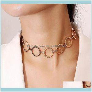 Necklaces & Pendants Jewelryeuropean Exaggerated Chunky Metal Round Circle Choker Necklace For Women Lady Neck Chocker Collar Fashion Jewelr
