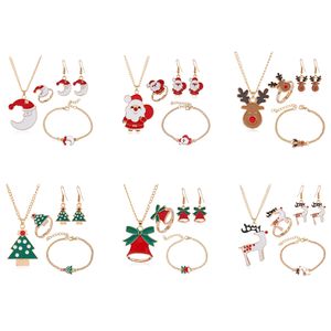 Christmas Gift Christmas Series Santa Claus Elk Dzwonek Dekoracje Kolczyki Ring Naszyjnik Bransoletka Czteropiętrowe Zestaw Ozdoby W-01133