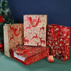 クリスマスギフトバッグキャンディクッキープレゼントラップエルクツリータグハンドバッグ丈夫なハンドルパーティーグッディー包装バッグボックストートホリデーデコレーション