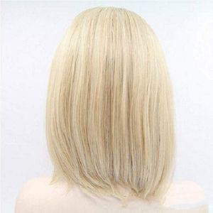 2021 New European and American Wig Women's Short Straight Hair Discoloration Mechanism Chemical Fiber Head Cover Spot