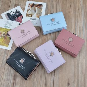 Femmes portefeuille en cuir fermeture éclair courte mode rétro fleur Mini porte-monnaie étudiant à trois volets pince à billets crédit porte-carte pochette