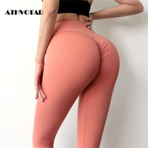 Athvotar Trening Legginsy Bezszwowe Sport Kobiety Wysoka Talia Push Up Running Training Skinny Fitness Siłownia Legging 211204