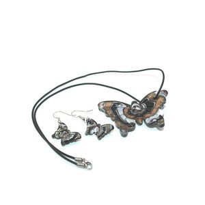 1set fashion black butterfly Murano glass necklace earrings set package gift box