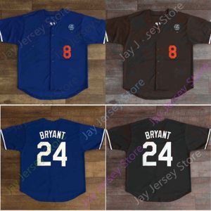 2020 Los Angeles Jersey Beyzbol 8 Mavi 24 Siyah Boyut S-3XL Düğme Aşağı Tüm Dikişli Nakış Drop Shipping
