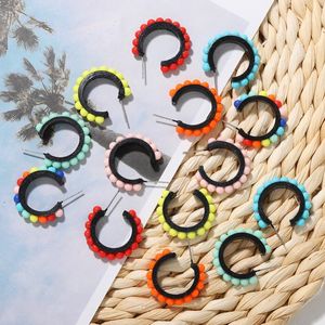 7 colori orecchino a cerchio grande con perline colorate per le donne orecchini a bottone rotondi fatti a mano con perline bohemien gioielli più recenti alla moda