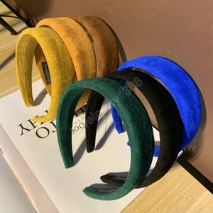 Moda Kadınlar Bantlar Şapkalar Rahat Geniş Yan Süet Kumaş Hairband Katı Renk Türban Klasik Saç Aksesuarları