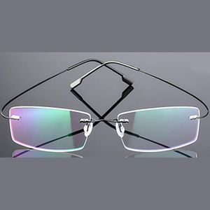 Sunglasses High Quality Rimless Pochromic Reading Glasses Men Women Progressive Multifocal Anti Blue-ray Presbyopic Titanium