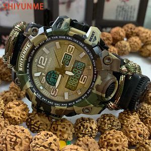 Shiyunme военные спортивные часы мужские цифровые кварцевые двойные дисплеи компас водонепроницаемый хронограф мужские часы Relogio Masculino G1022