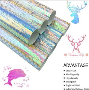30.5 cm * 20 cm / 25 cm / 50 cm / 100 cm Duvar Dekoratif Çıkartmalar Holografik Renk Toptan HTV Vinil Rulo PVC Malzeme Printable Isı Transferi Jersey Tekstilleri için Vinks