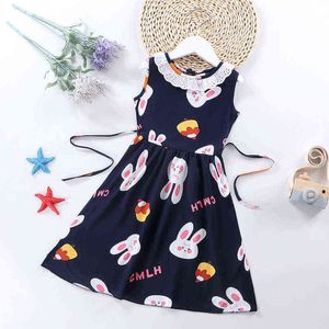 2021 Novas meninas de verão Floral Dress Sling Ruffles Bohemian Beach Princesa Vestidos para Roupas de Menina 2-8 Anos Childrens Roupas G1218