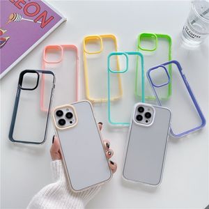 3 I 1 Clear Transparent Phone Cases stockbeständighet Hybrid Soft TPU Back Cover Hard PC Edge Case för iPhone 14 Plus 13 12 Mini 11 Pro Max X XS XR 8 7 6 DHL