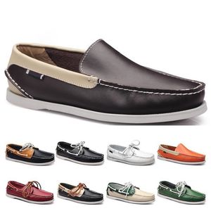 Moda Style20 Erkek Koşu Ayakkabı Deri İngiliz Tarzı Siyah Beyaz Kahverengi Yeşil Sarı Kırmızı Açık Rahat Nefes Spor Ayakkabı