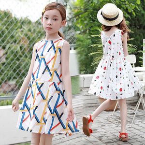 Direkt Deal Girls Summer Vest Dress 2020 Nya Barn Bomull Ärmlös Prinsessor Klänningar Barn Söt Utskrift En bit Kläder X427 Q0716