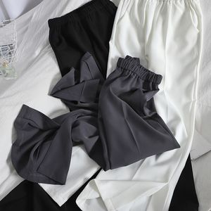 Wiosenne szczeliny mody eleganckie spodnie garniturowe Wszystkie mecz elastyczna talia proste długi spodnie kobiet koreański szerokokątny kobiety 210420