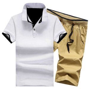 2023 Sports Suit Erkekler İnce Polo T-shirt Şortları Takım Katı Spor Takım Erkekler Rahat Üst ve Pantolonlar Canlukoz Y0831