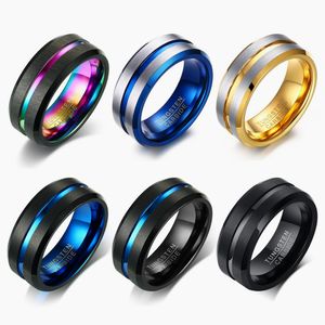 Wholesale men s rings resale online - FDLK Fashion Mens mm Brushed Stainless Steel Ring Center Groove Comfort Fit Wedding Bands for Men s Jewelry Gifts