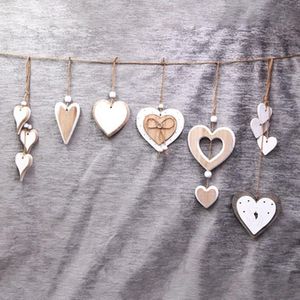 Party Decoration DIY Crafts Pendant Wooden Heart Desgin For Wedding Valentine's Day Hanging Ornament Nordic Vintage Creative Deco