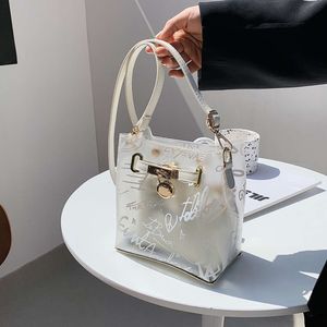 透明なバッグの女性の夏2021ファッションの多用途のMssengerの外部スタイルワンショルダーバケツバッグ